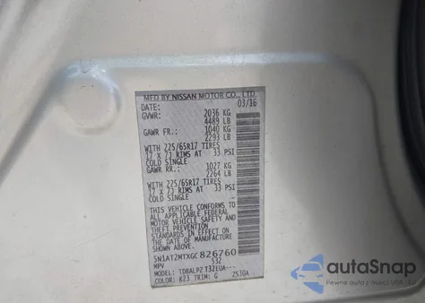 2016 Nissan Rogue S/Sl/Sv from USA, damaged, VIN 5N1AT2MTXGC826760